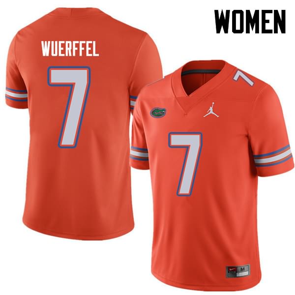 NCAA Florida Gators Danny Wuerffel Women's #7 Jordan Brand Orange Stitched Authentic College Football Jersey HYA7164NV